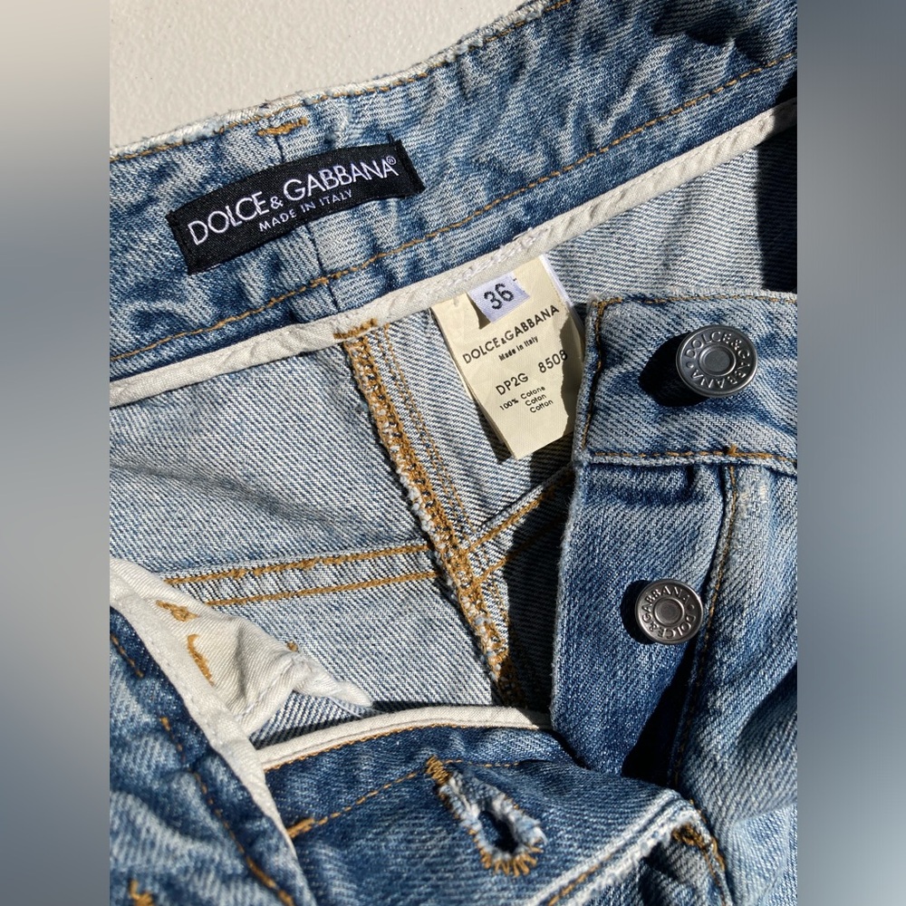 Vintage Dolce & Gabbana Light Wash Low Rise Jeans Button Hem Jeans Button Fly - Picture 7 of 17